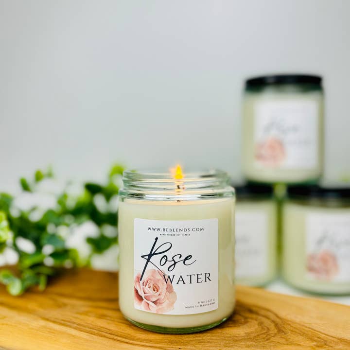 Rose Water Soy Candles | Valentines Day Gifts | 7.5oz Candle for wholesale by Be Blends | Soy Candles & Natural Products