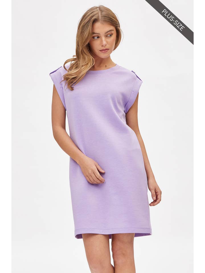 Dear Scarlett – Großhandel Kleid – Damen – Plus-Size A-Linien-Kleid aus Scuba Modal mit Kappärmeln TRV-RETREATP20