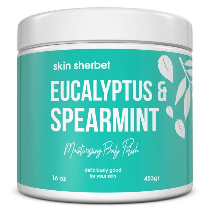 Skin Sherbet Eucalyptus & Spearmint Body Polish Salt Scrub for wholesale by The Midwest Sea Salt Company