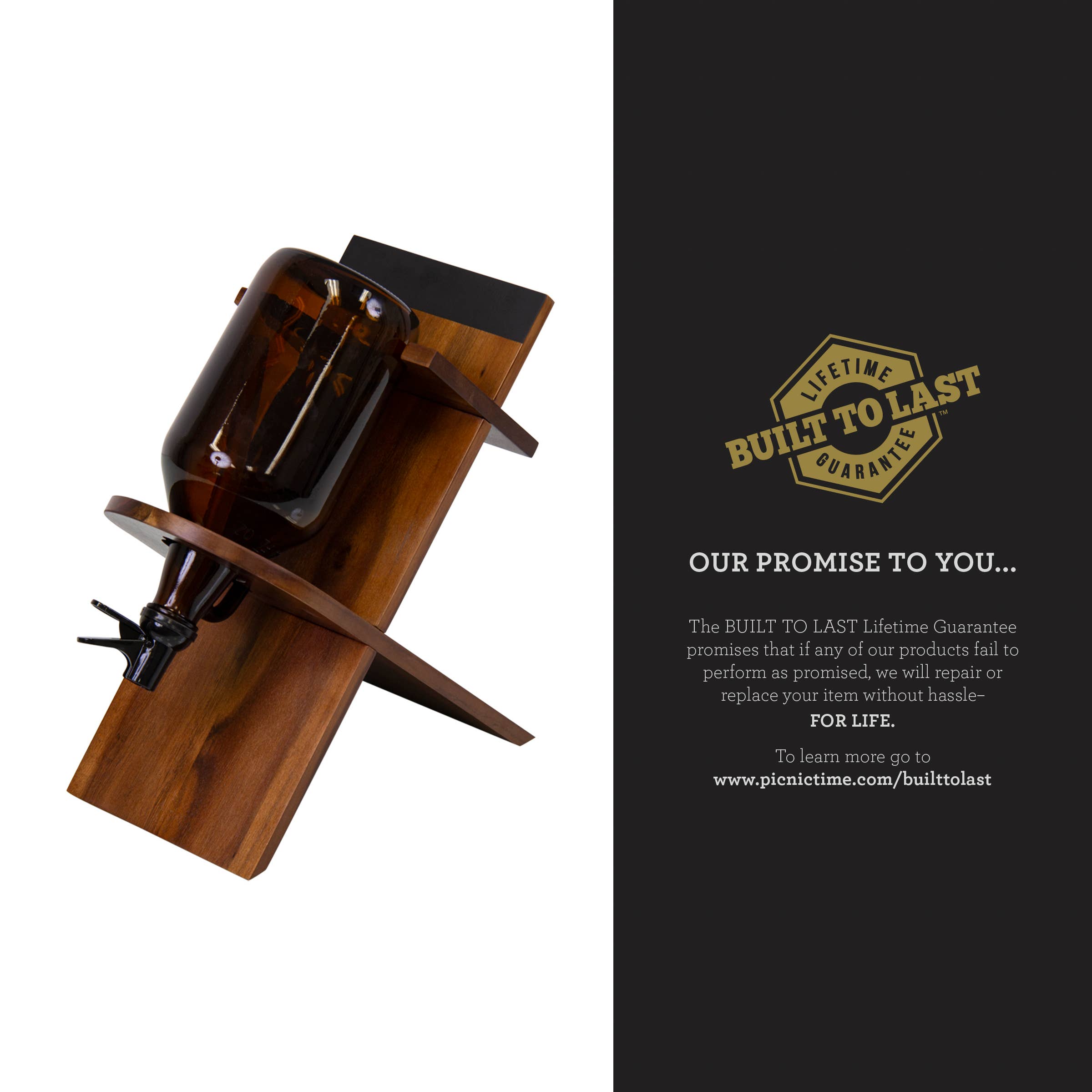 Picnic Time Family of Brands - Wholesale Beer/Wine Caddy - Growler Stand with 64oz Glass Growler3