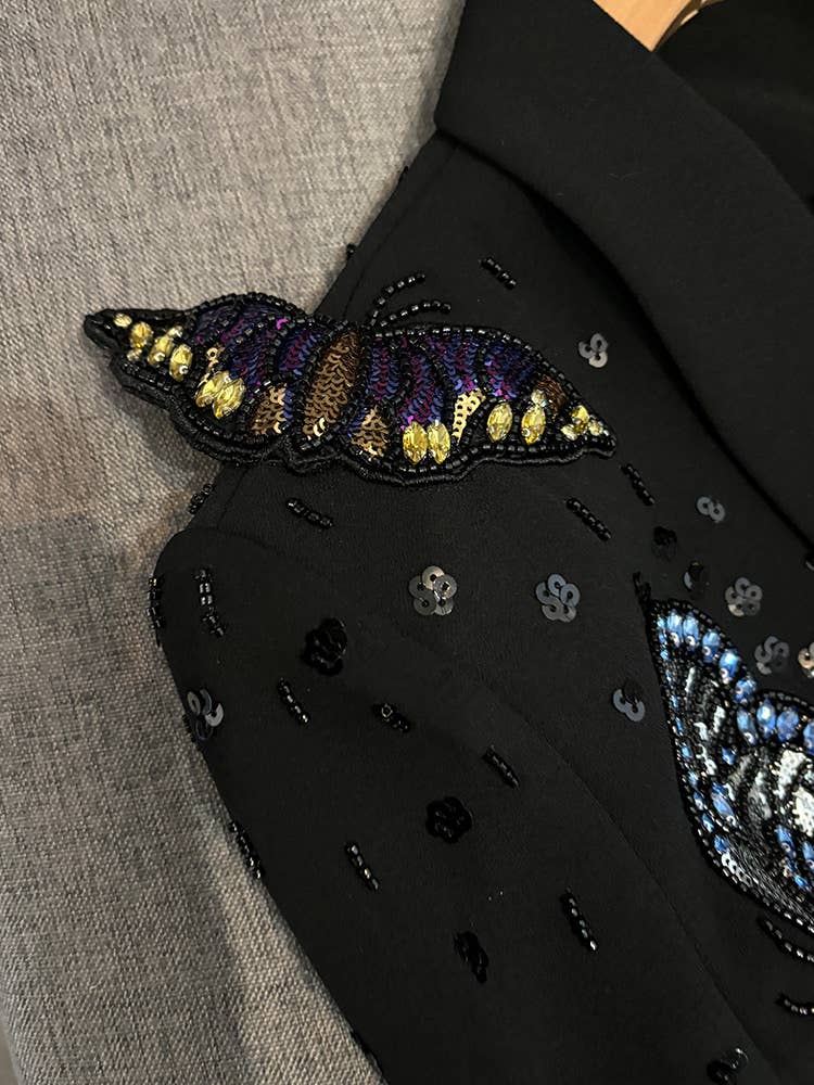 Negro Conjunto de traje de diamante con mariposa 3D hecha a mano SY402 de venta al por mayor en Faire4