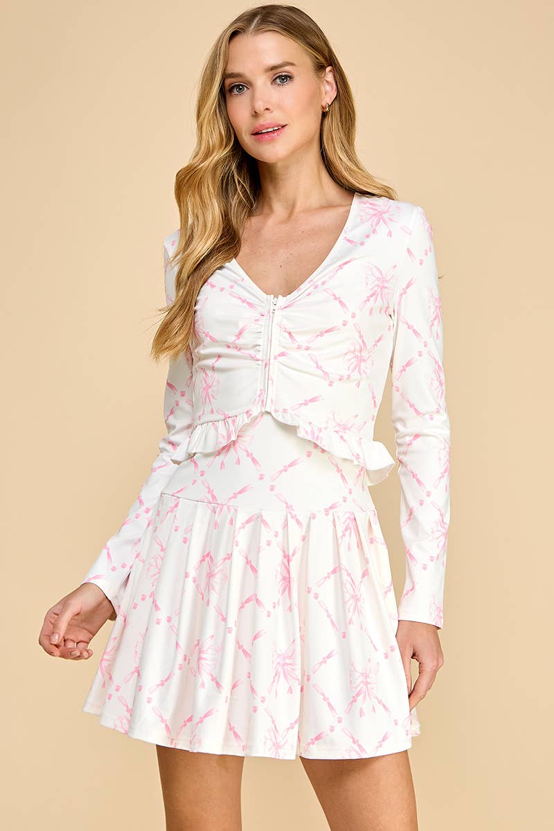 TCEC - Wholesale Athletic Dress - Women's - CD05334-Motion Bow Detail Hidden Pockets Athleisure Dress1