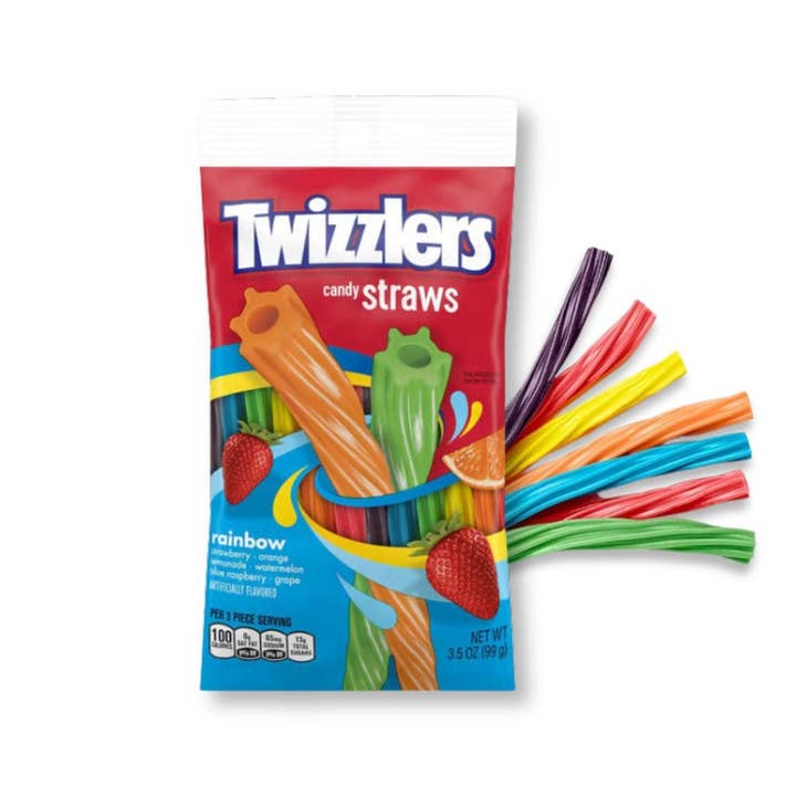 Twizzlers Candy Straws Licorice Style Chewy Candy – Rainbow – 3.5 oz Bags for wholesale by Candy In Bulk
