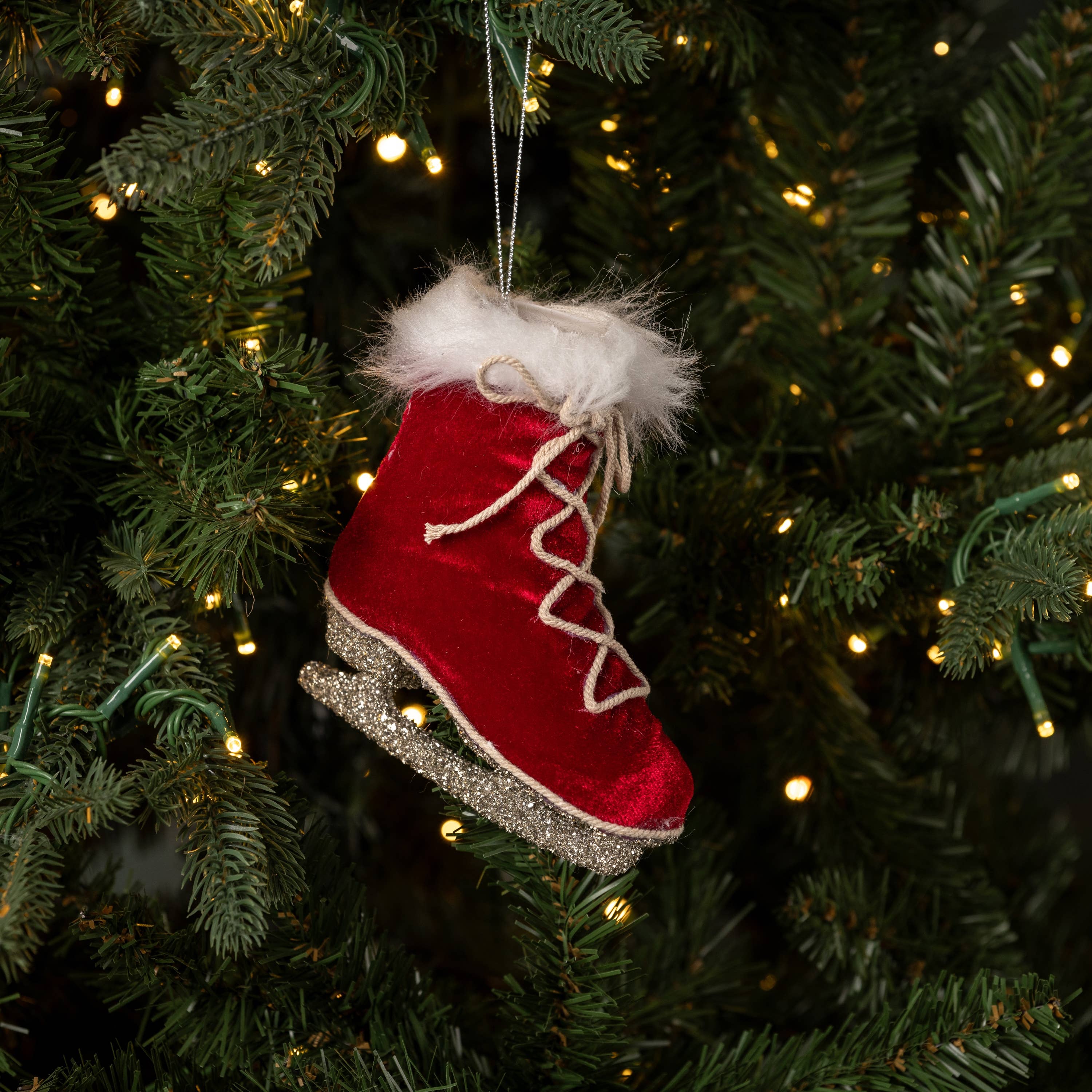 Ragon House – wholesale Ornament – WINE VELVET ICE SKATE ORNAMENT1