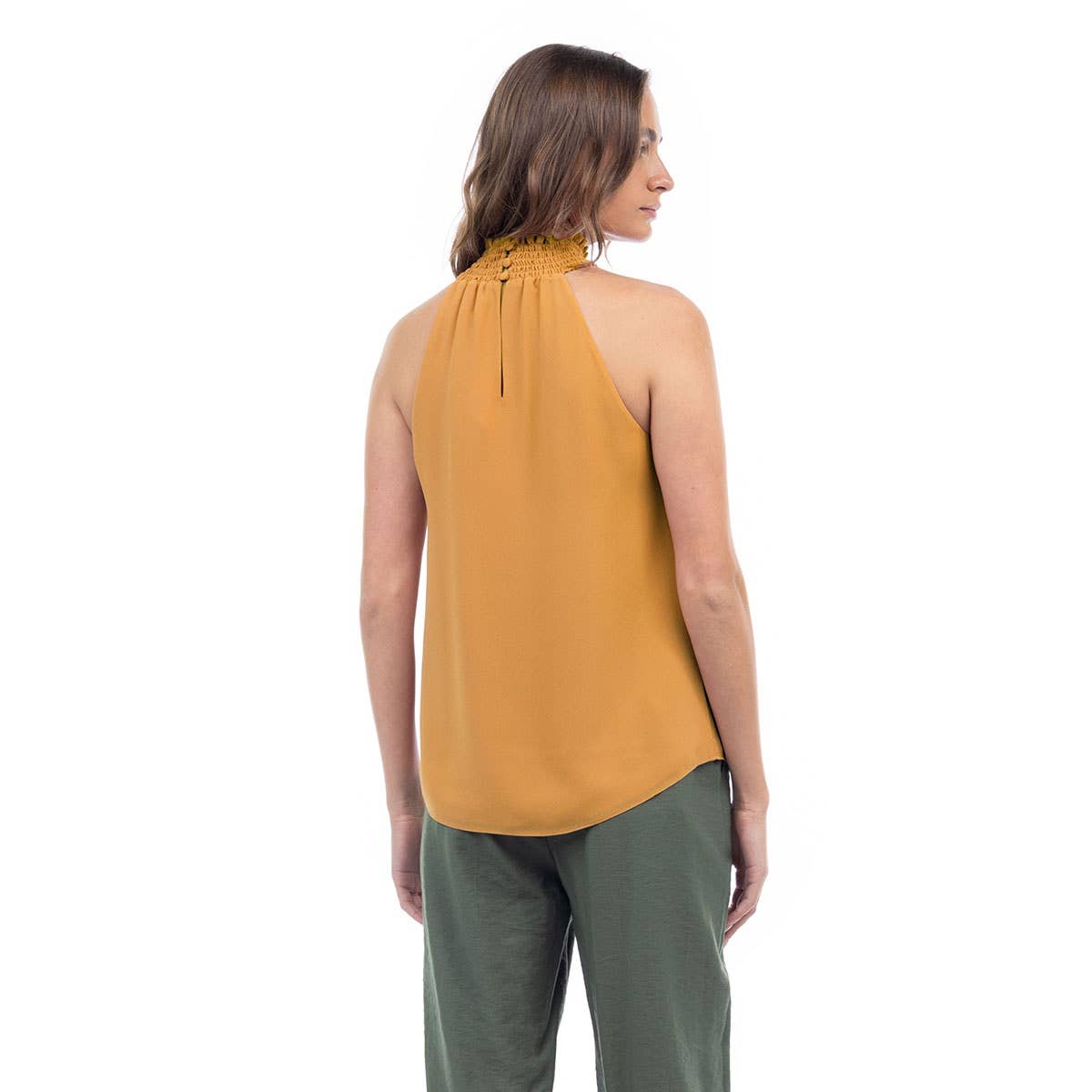 Naked Zebra Rack - Wholesale Tank Top - Women's - Halter Mock Neck Smocked Rounded Hem Top11