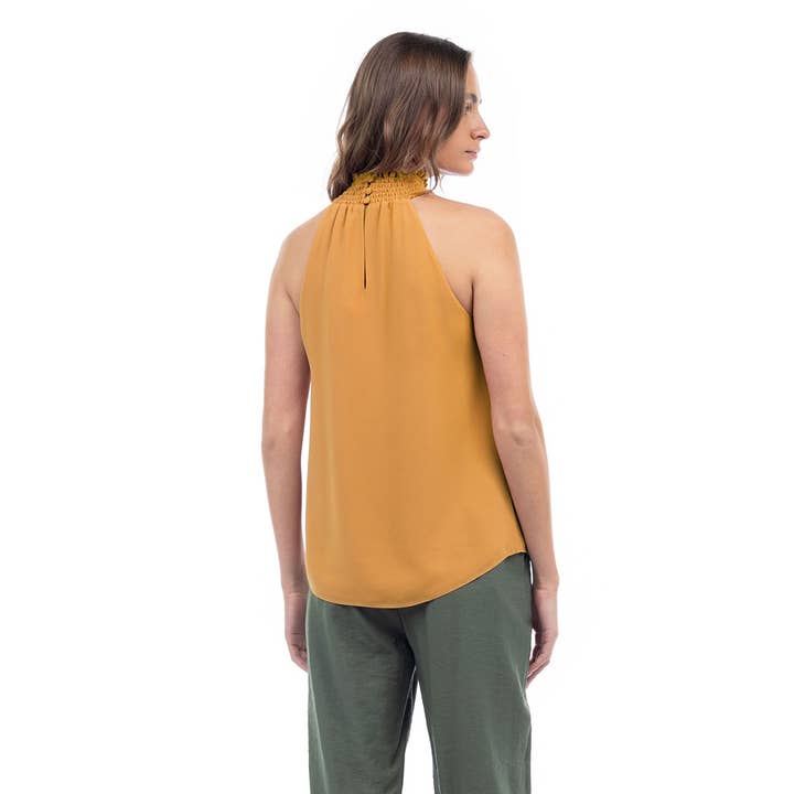 Naked Zebra Rack - Wholesale Tank Top - Women's - Halter Mock Neck Smocked Rounded Hem Top11