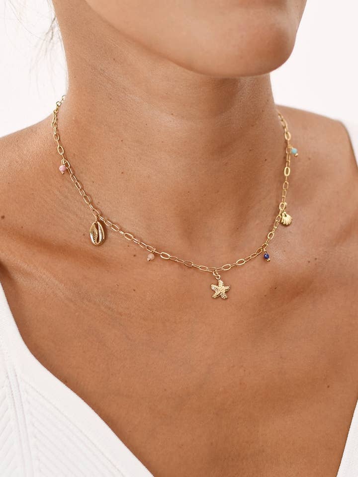 Multicharms Elements Of The Sea Stainless Steel Necklace for wholesale by Victoria Moda