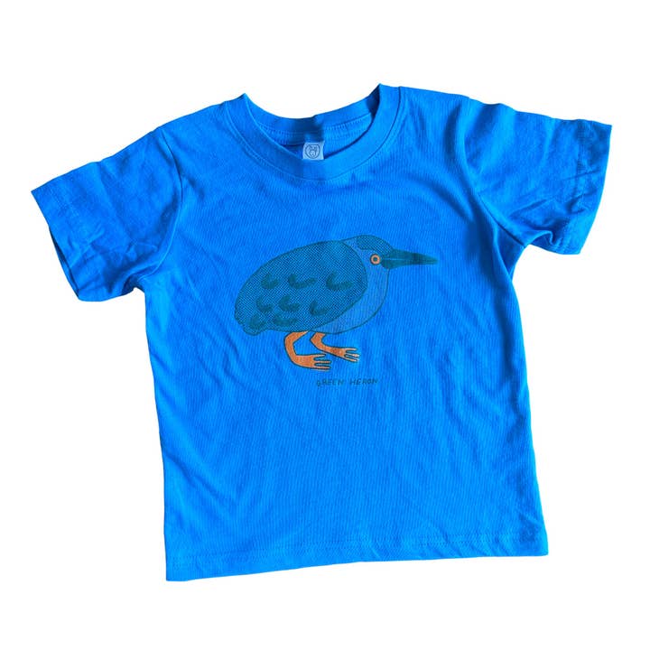Kid's Green Heron Tee for wholesale by Molly Anne Bishop