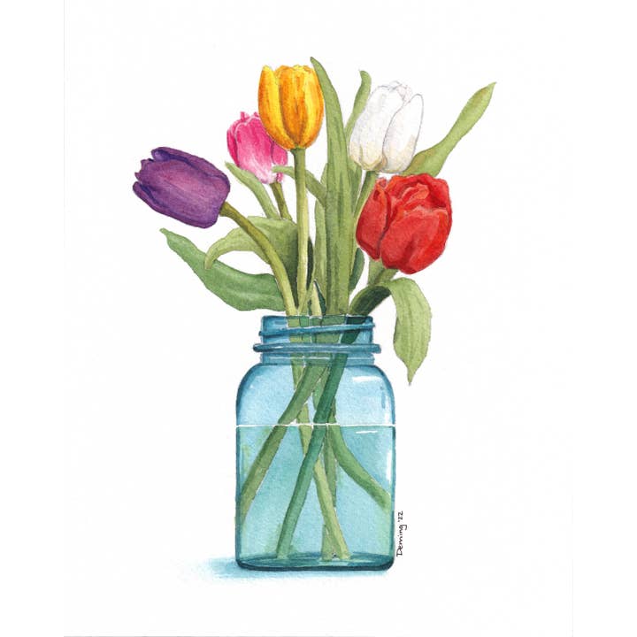 Tulips in Bloom for wholesale by Drew Deming Watercolors
