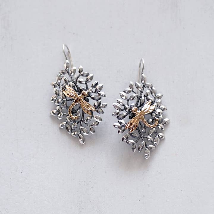Collete Dragonfly Leaves Earrings for wholesale by Aquani