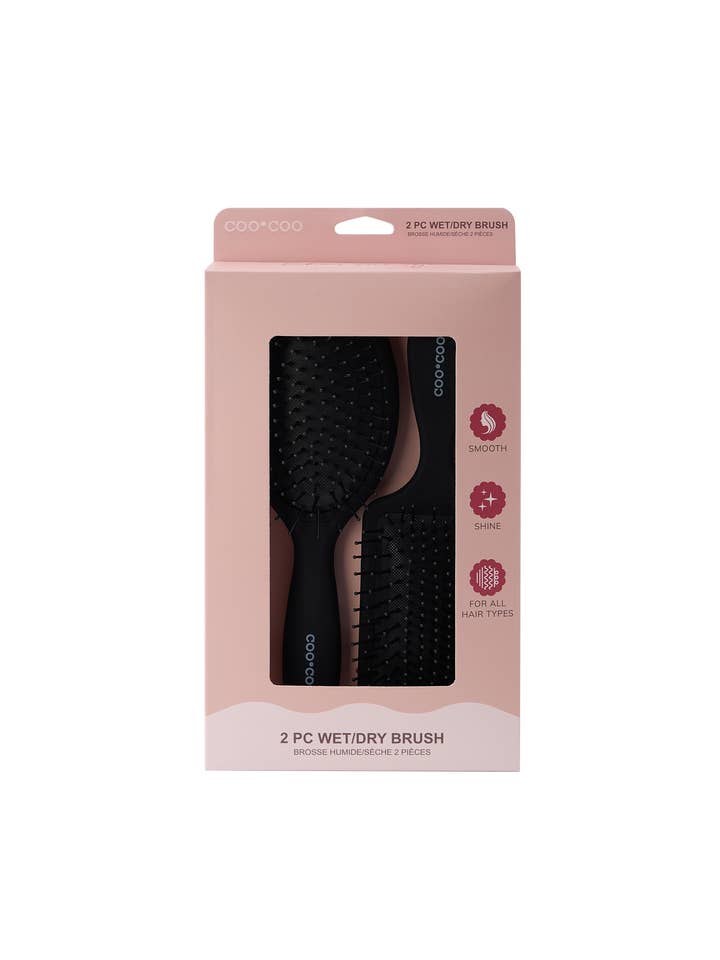 Conjunto de 2 Pincéis Clássicos para Seco/Molhado - Preto Mate por atacado de CooCoo Beauty