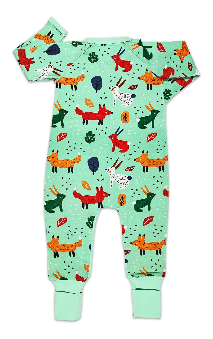 Good Luck Sock - Wholesale Sleepsuit - Baby - Foxes, Green Baby Pajamas1