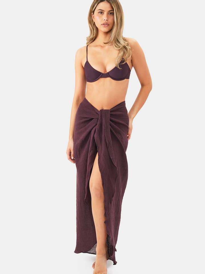 Falda larga tipo pareo Capri Nyud de baño ajustable de lino. para venta al por mayor de Nyud Swim