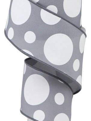 2.5"X10YD GIANT THREE SIZE DOT/PG FABRIC DARK GREY/WHITE (S) for wholesale by Waterman's Loft Inc.