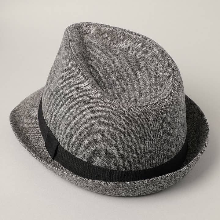 Fashion City - Wholesale Fedora - Men's - Men's Twill Herringbone Pattern Short Brim Fedora