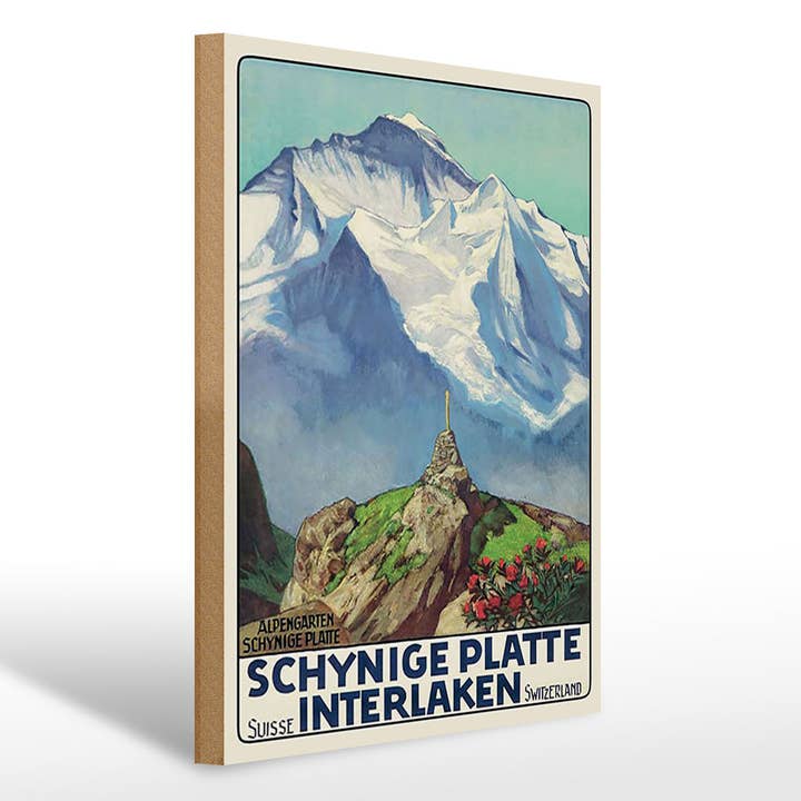 Placa de madeira Viagem 30x40 Jardim Alpino Schynige Platte Suíça por atacado de Femer