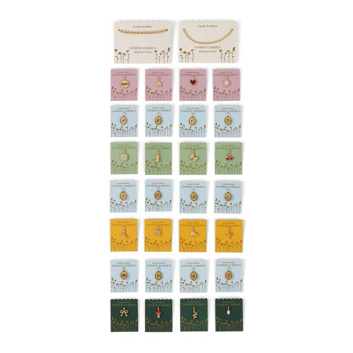 Charm Garden - ASSORTMENT - 4 pc ea (ABCDJKLMPRST + 16 shapes + 32 chns (144 pc) for wholesale by Lucky Feather