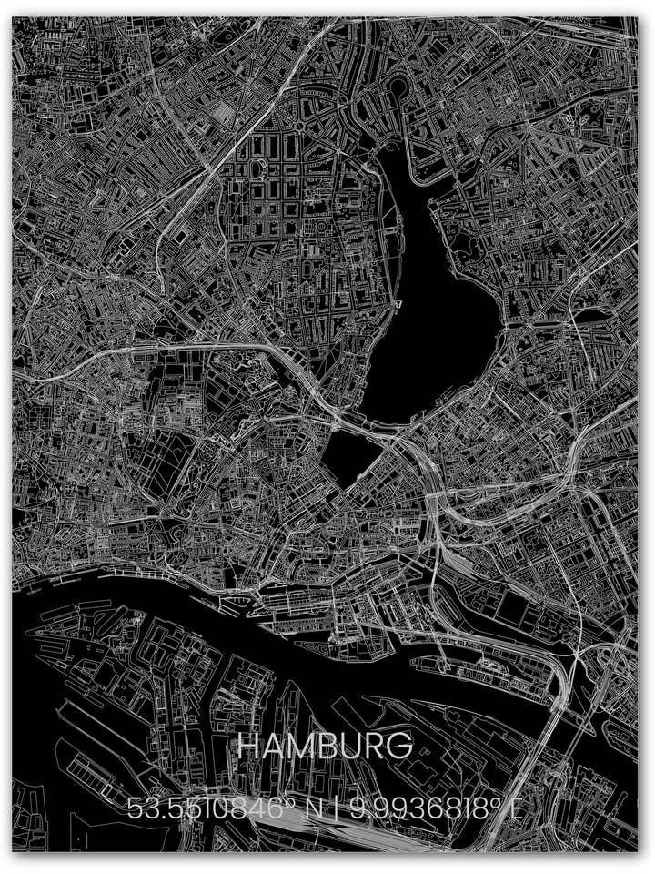 Plan de la ville en métal Hambourg pour la vente par Brandthout.