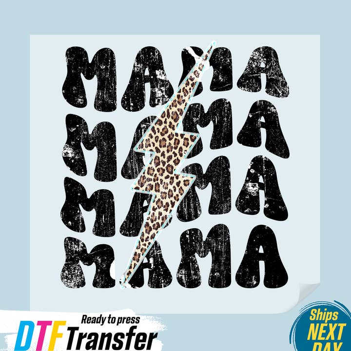 Mama Leopard Lightning DTF Transfer for wholesale by DTF Office