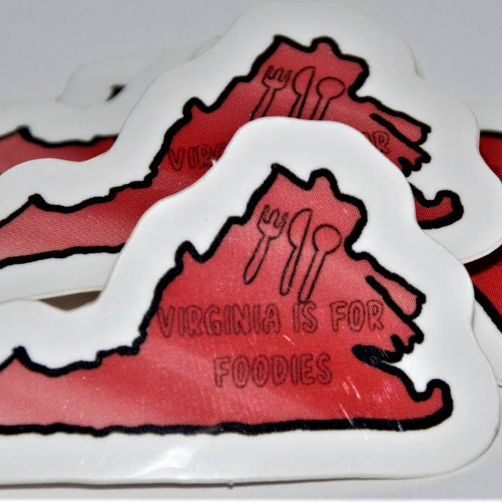 Virginia Is 4 Foodies Sticker (small/medium) for wholesale by Southpaw Draws