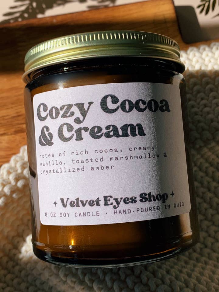 Cozy Cocoa & Cream Soy Candle for wholesale by Velvet Eyes Shop