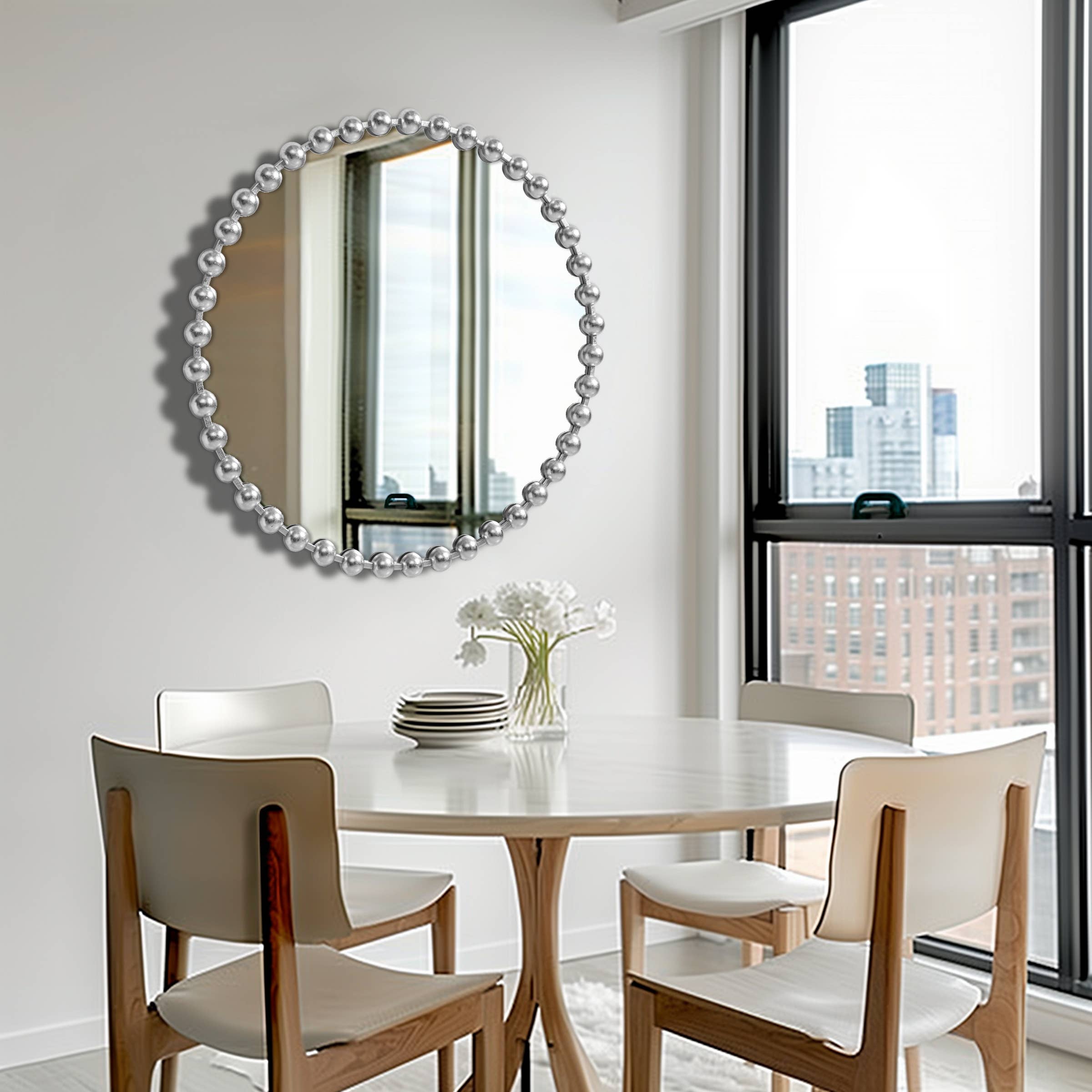 Olliix - Wholesale Wall Mirror - Round Iron Framed Wall Decor Mirror, Silver6