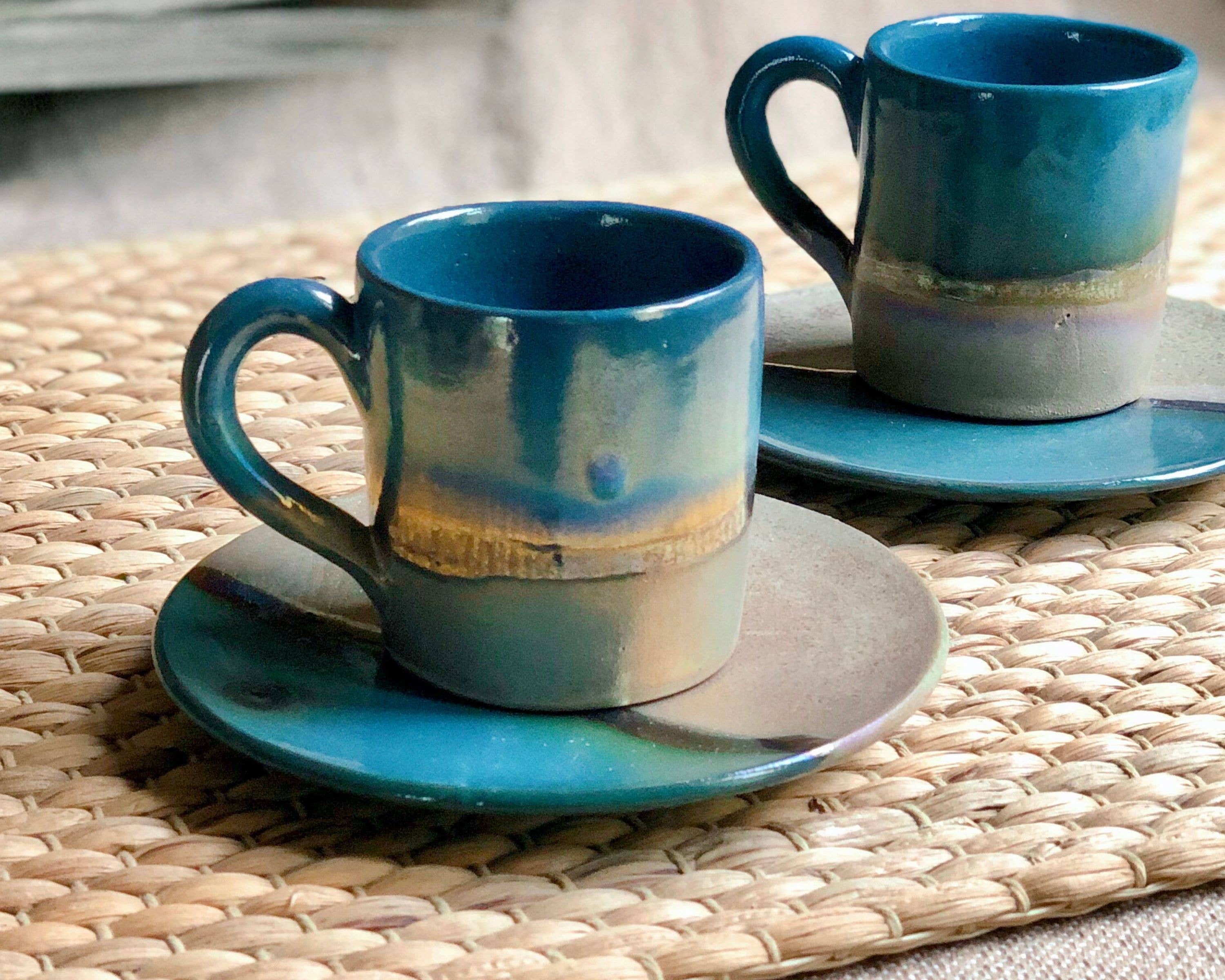 Los Artisans - Wholesale Coffee/Tea Cup - Green, Blue & Gold Coffee/Espresso Cup & Saucer Set7