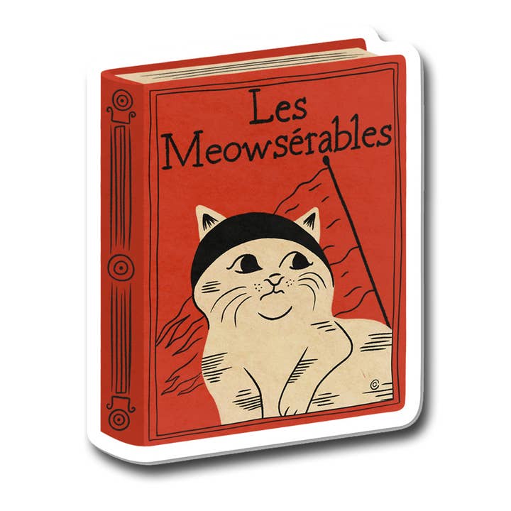 Gli Meowserabili Adesivo Vinile con Gioco di Parole sui Gatti per la vendita all'ingrosso da parte di Fly Paper Products