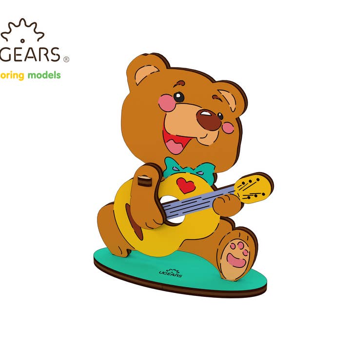 Bear Kids Modelo de madeira para colorir Ugears de montagem automática por atacado de Ukrainian bridge