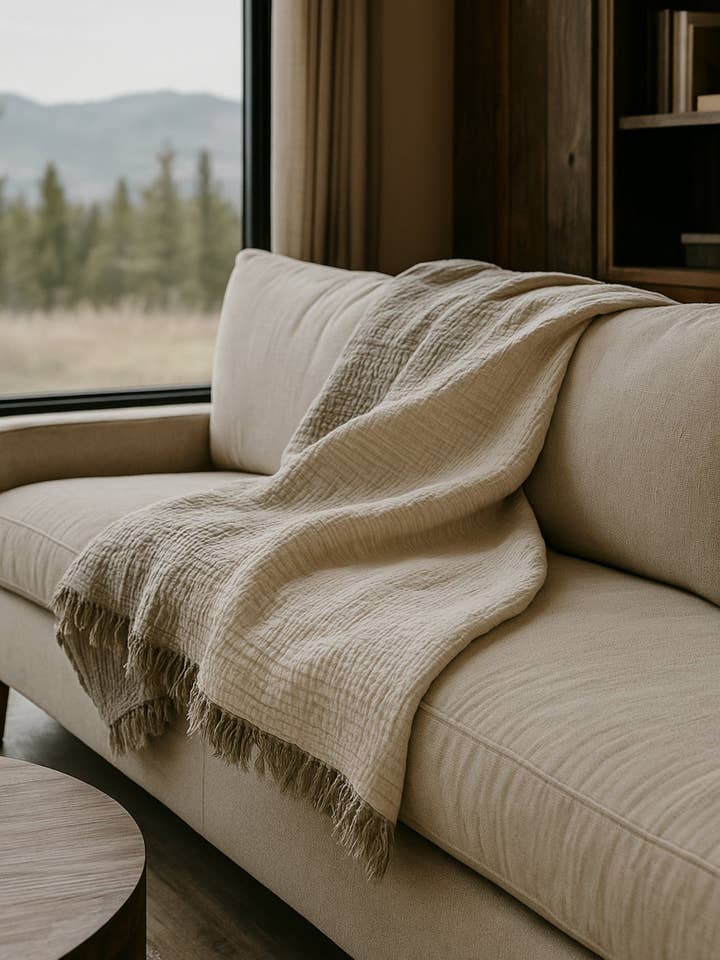 Crinkled Turkish Cotton Cuddle Throw for wholesale by Anaya Home