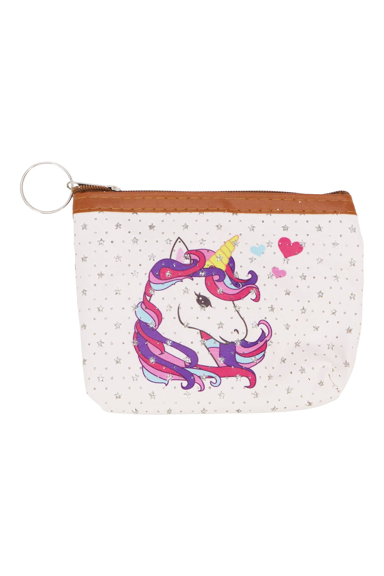 ASSORTED Unicorn Glitter Vegan Leather Trim Coin Purse for wholesale on Faire5