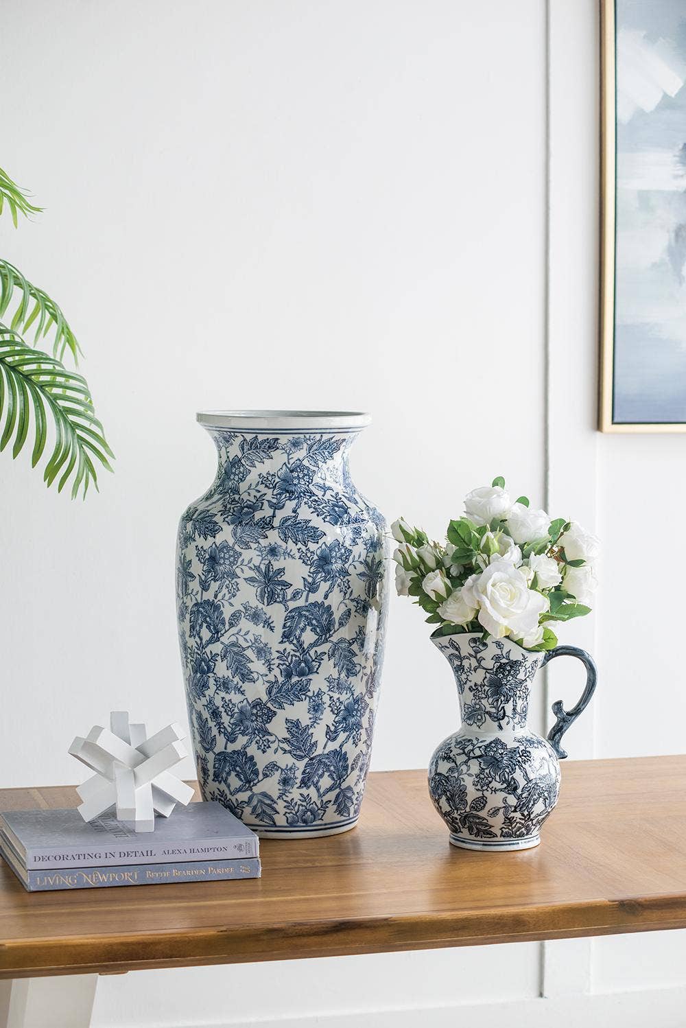 A&B Home Group Inc. - Wholesale Vase - D12x24" Porcelain Vase - White/Blue5