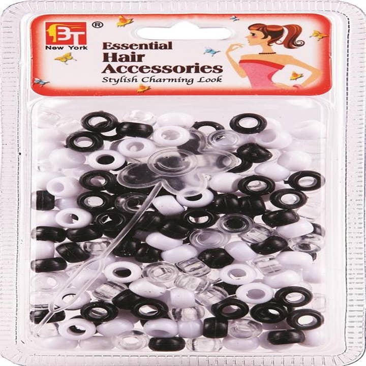 Small Round Beads Black/White/Clear for wholesale by KT Supply