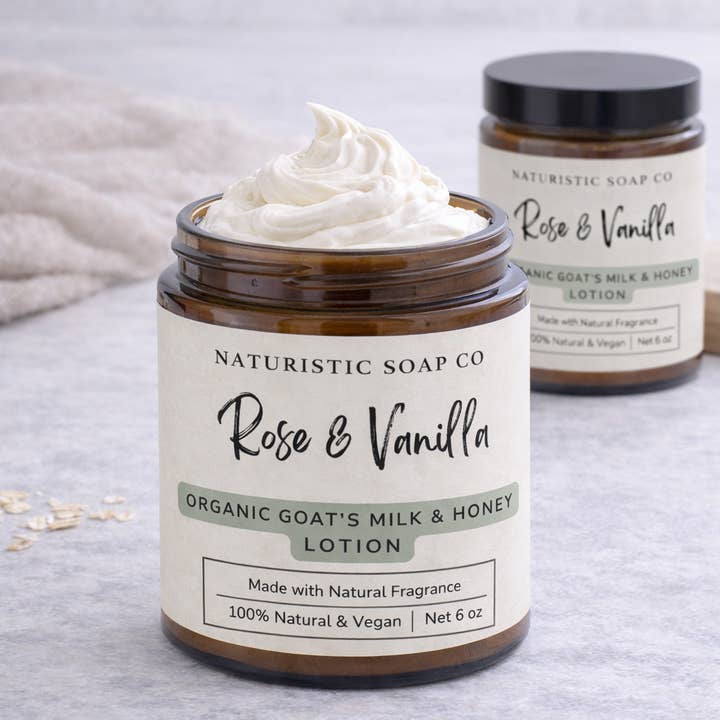 Rose & Vanilla Goats Milk & Honey Lotion | 6oz | Natural for wholesale by Pioneer Tallow