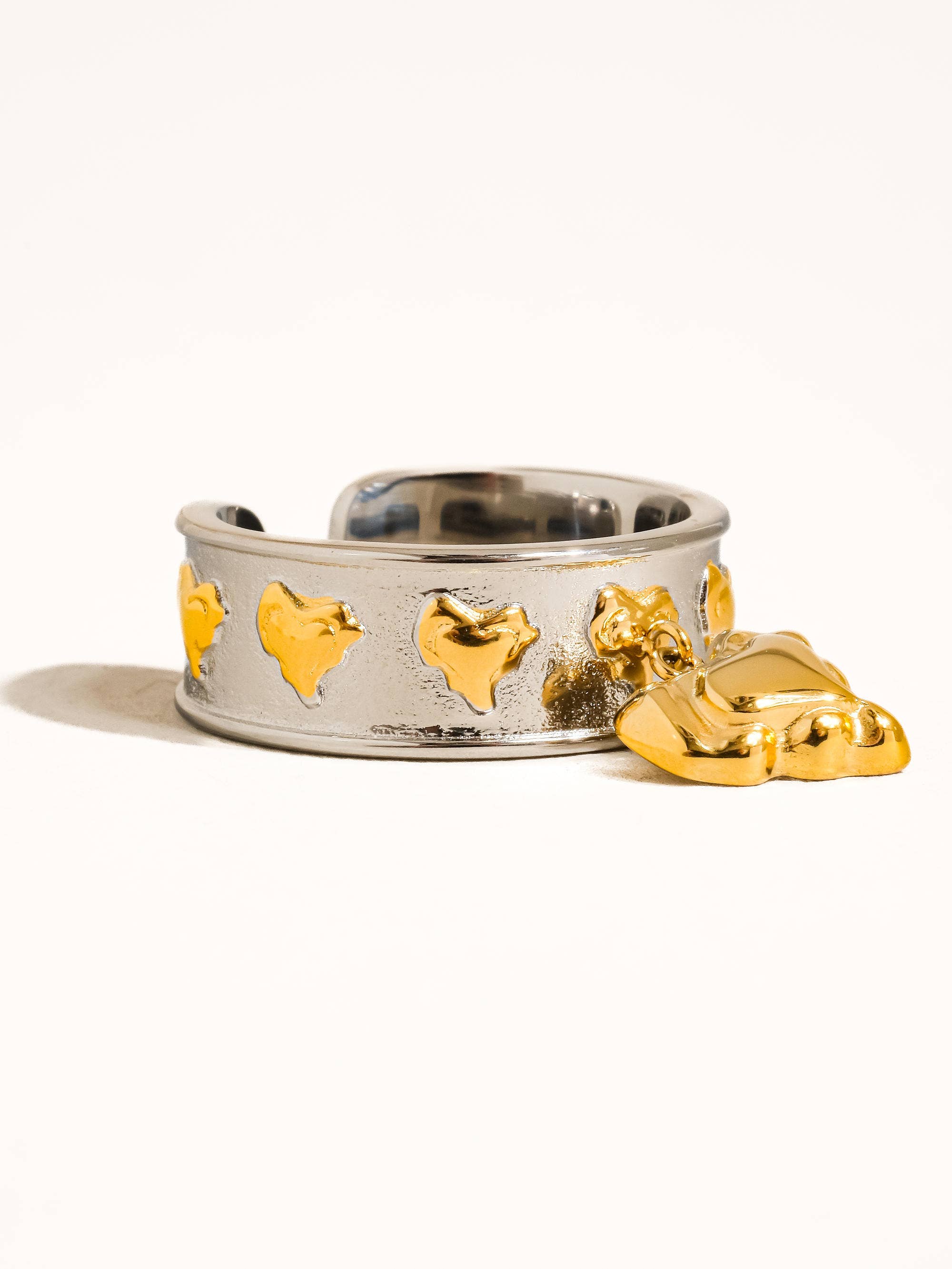 Flânerie by MAIQ - Wholesale Band/Stacked Ring - Alexia 18K Gold Non-Tarnish Multi Heart Dangle Ring4