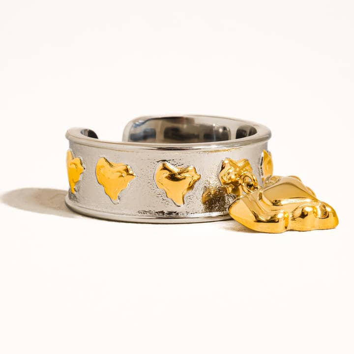 Flânerie by MAIQ - Wholesale Band/Stacked Ring - Alexia 18K Gold Non-Tarnish Multi Heart Dangle Ring4