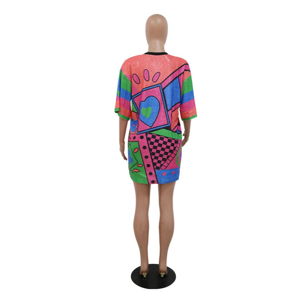 MB Fashion Wholesale - Wholesale Dress - Women's - MB FASHION SEQUIN MINI SHIRT LOOSE DRESS 9984LY31