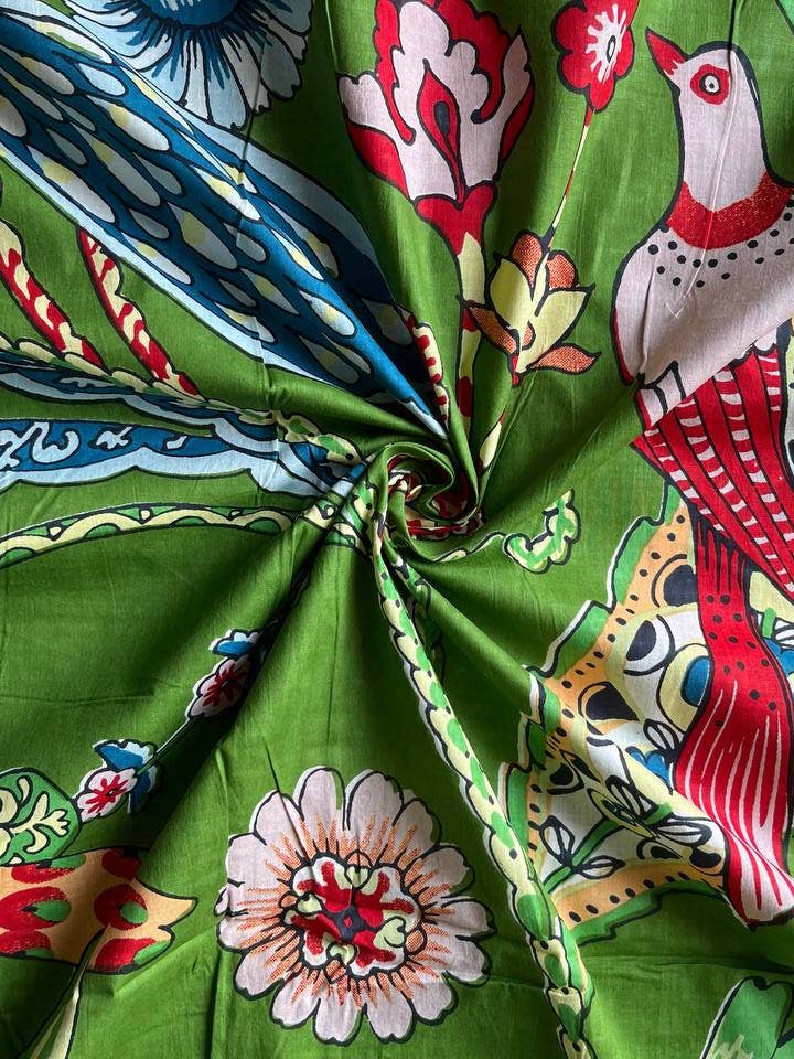 Grøn bomuldsstof Indisk håndbloktrykt Kantha kvinder for engroshandel hos Bhawana Handicrafts