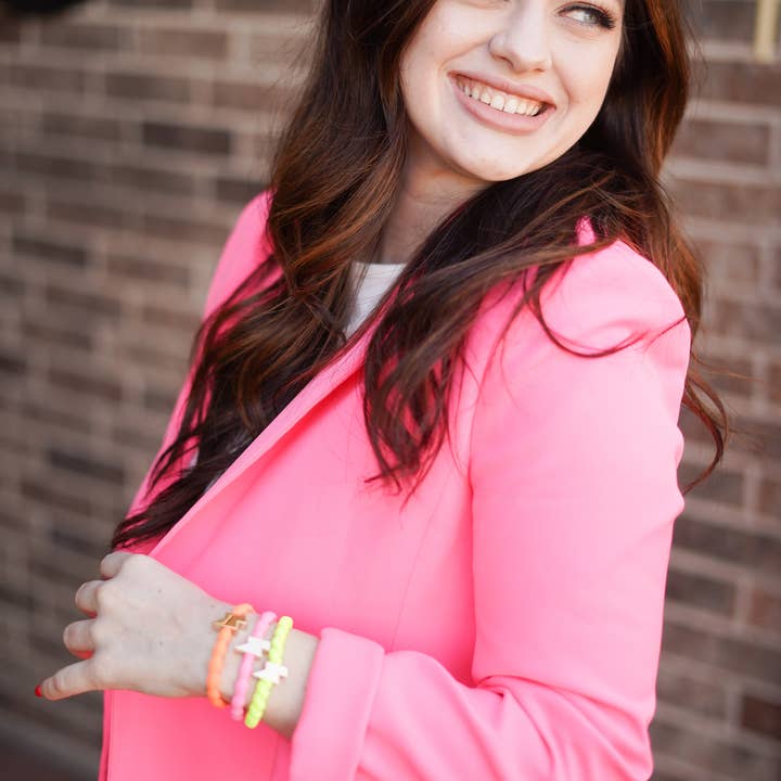 Charms by Charlotte - Wholesale Hair Tie - Gold Lightning Bolt - Neon Pink7