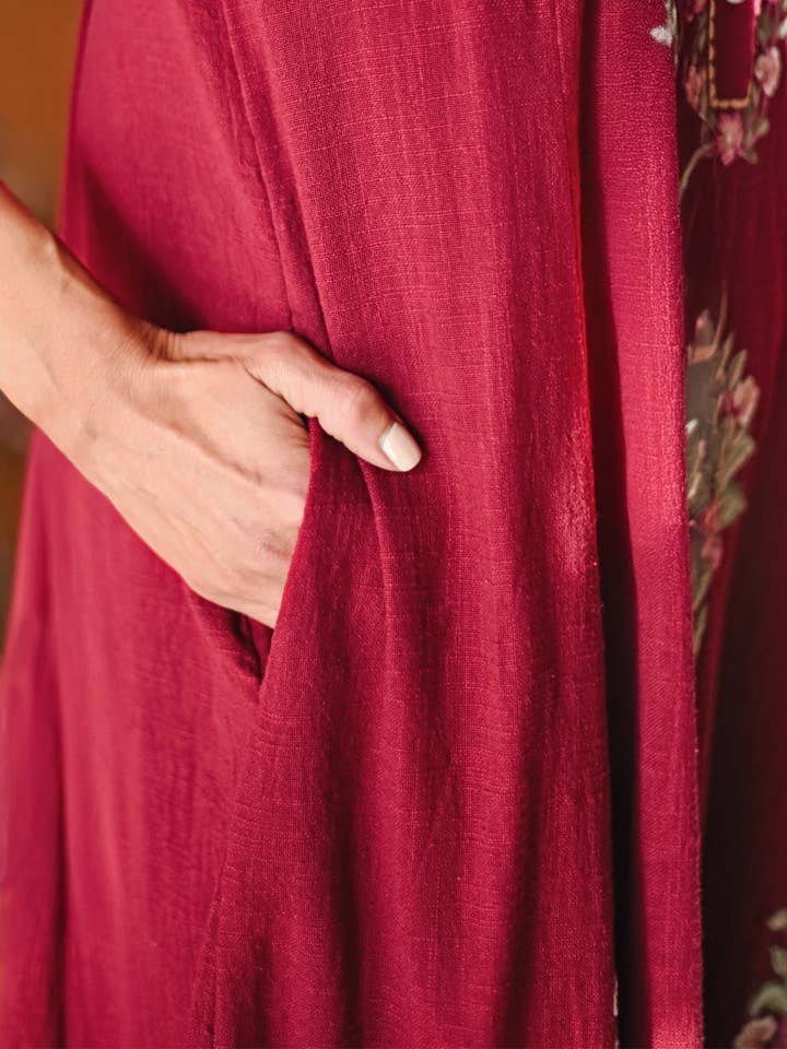 April Cornell Apparel - Wholesale Nightgown - Women's - Kerala Caftan - Cranberry3