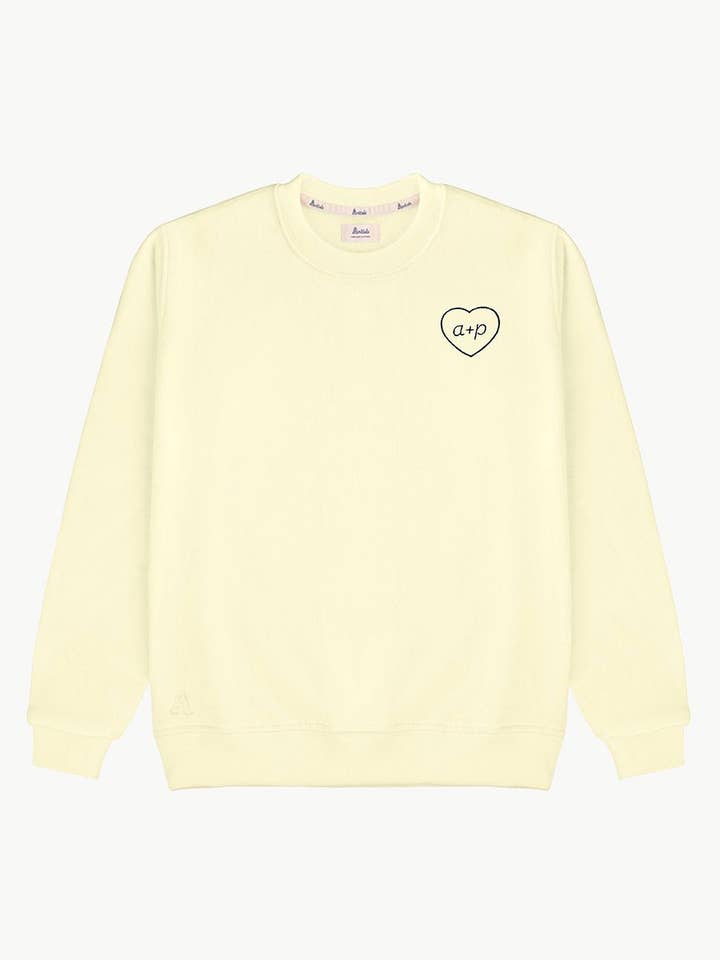 LIGHT YELLOW SWEATSHIRT | CUSTOMIZED HEART for wholesale by Anitials