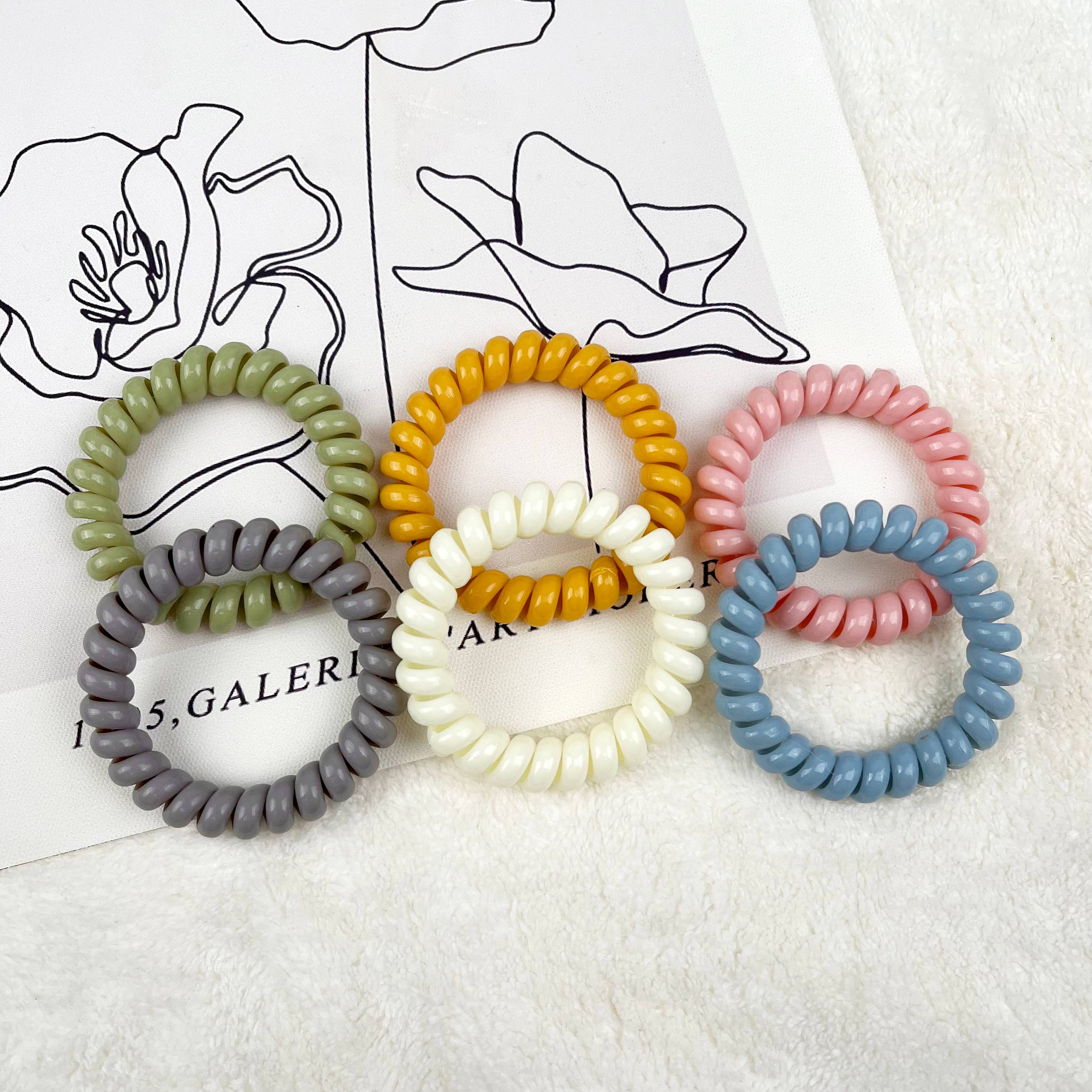 SoapElenGlen – wholesale Hair tie – 6PCS Candy Color Phone Wire Hair Tie Set1