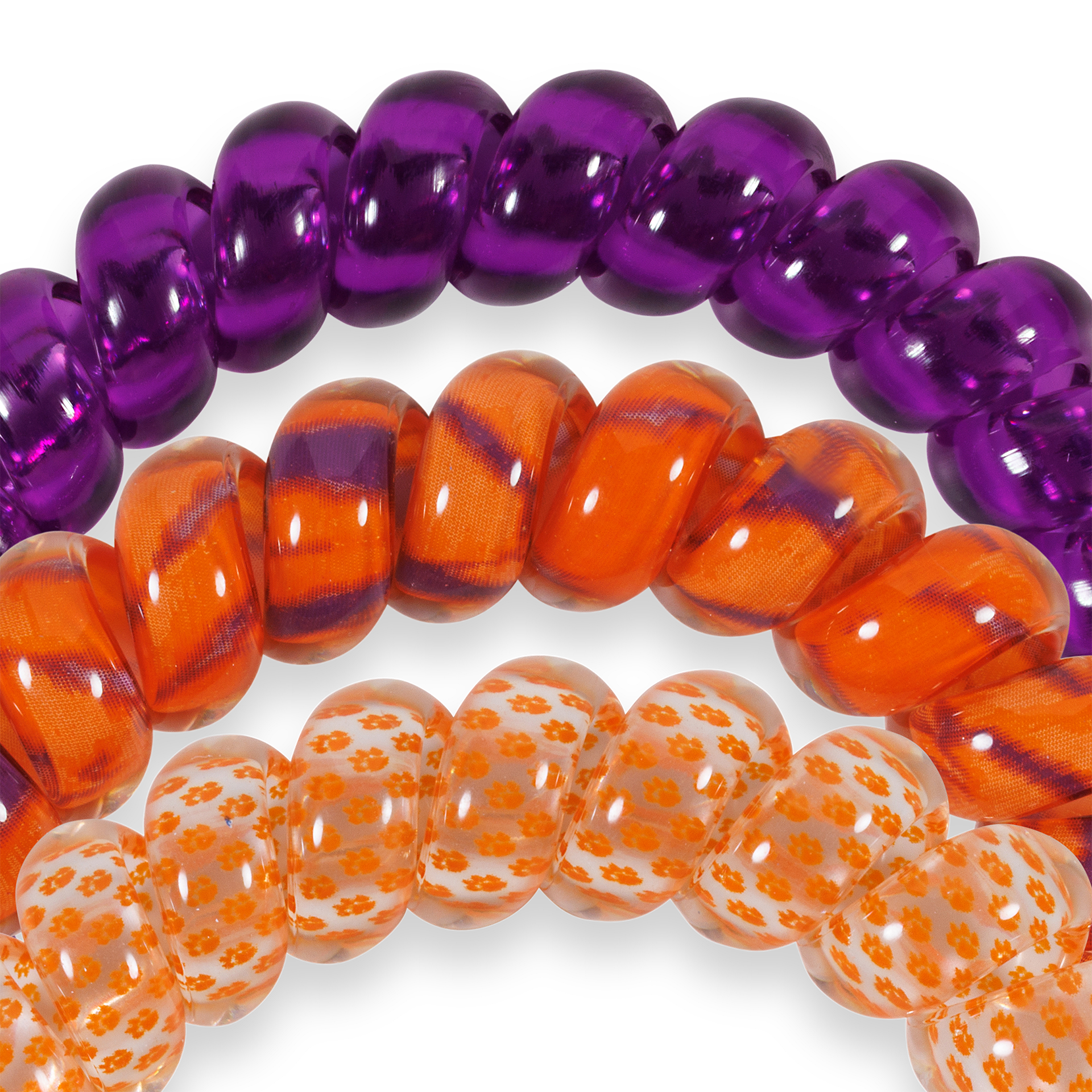 TELETIES - Wholesale Hair Tie - Spiral Hair Coils | Large | Go Tigers! Hair Ties2
