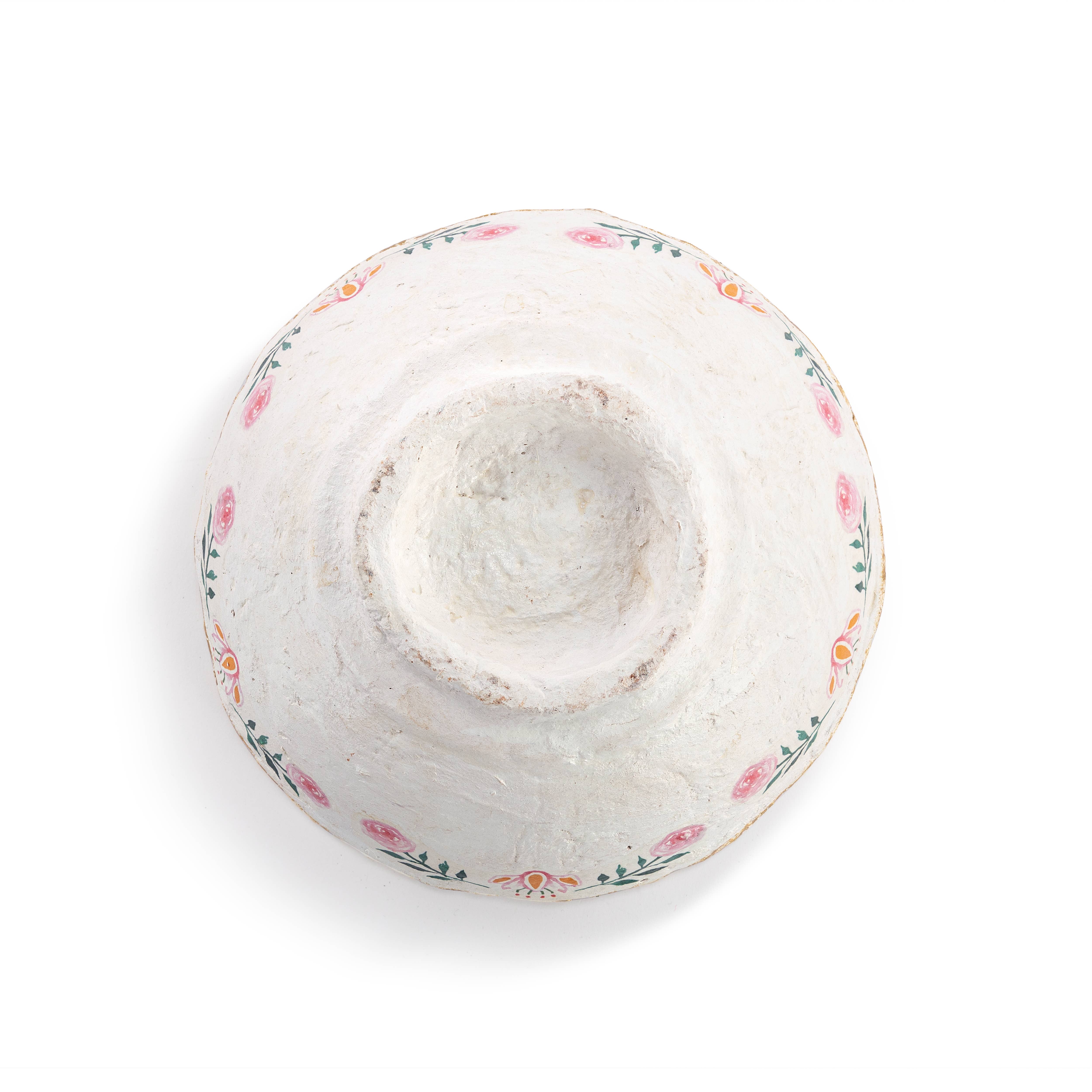 DEMDACO - Wholesale Serve Bowl - Paper Mache Coral Birds with Gold Rim Bowl - 7.5in2