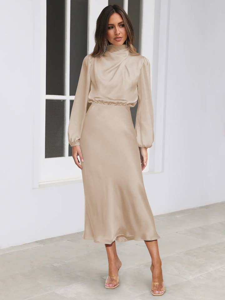 Ladies Elegant Satin Party Daily Midi Dress GQTG and other Purchase Wholesale fancy dress. Free Returns & Net 60 Terms on Faire trending on Faire.