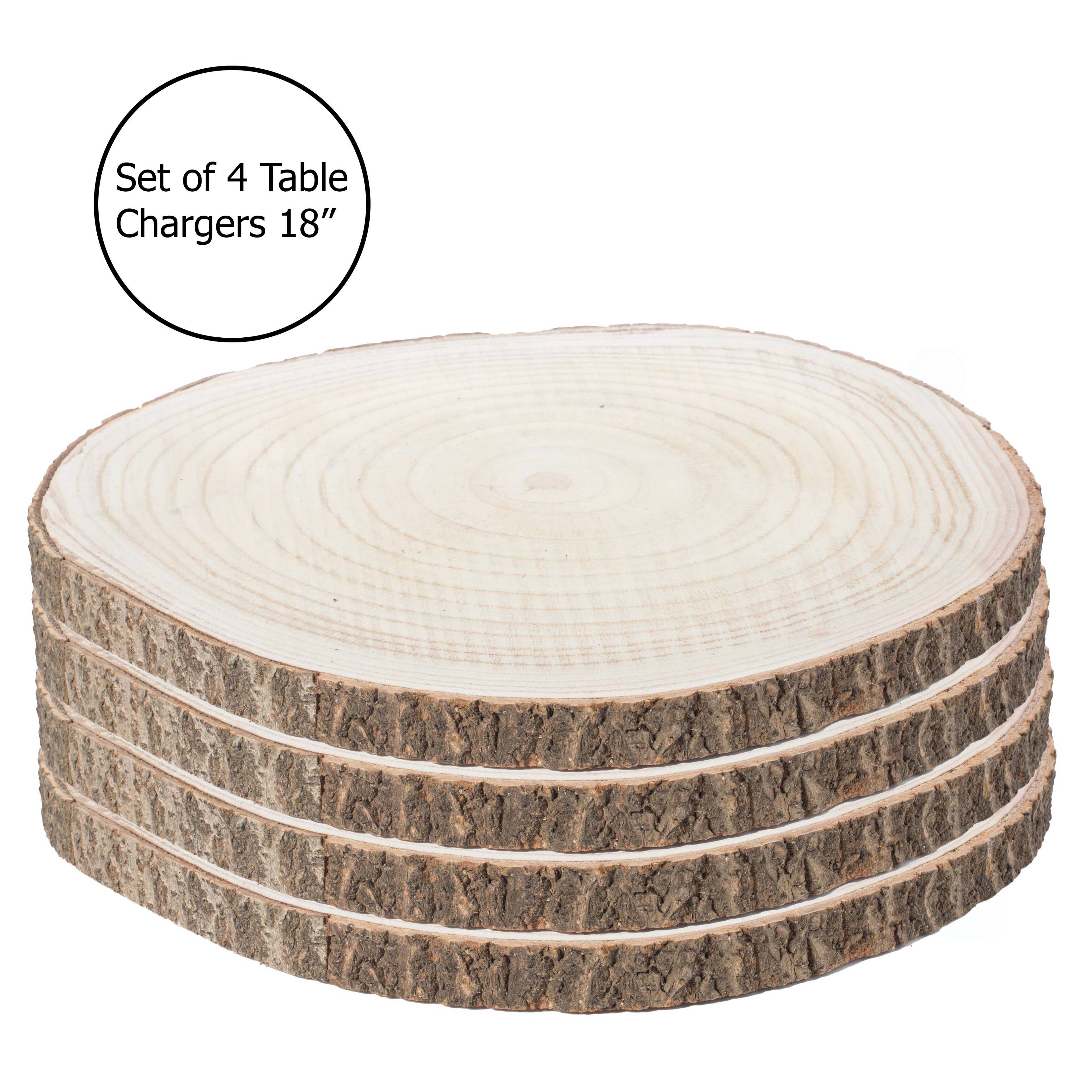 Quickway Imports - Wholesale Decoratief dienblad - Wood Slabs Rustic Ornament Slice Tray tafellader, set van 44