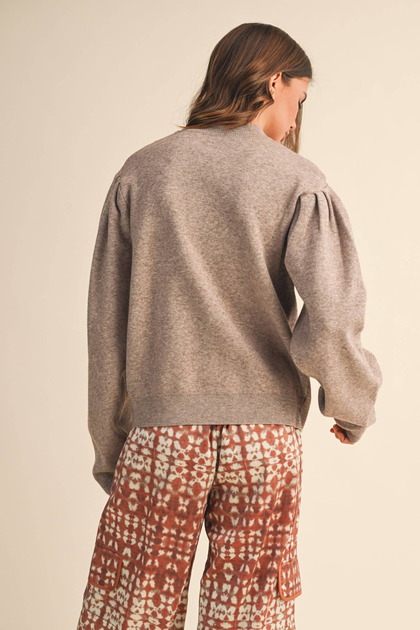 &MERCI - Wholesale Knit Sweater - Women's - MOCK NECK PUFF SLEEVE SWEATER MSW1103011