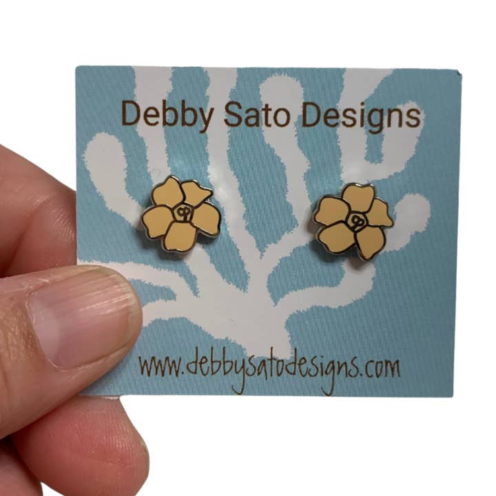 Puakenikeni Enamel Stud Earrings for wholesale by Debby Sato Designs