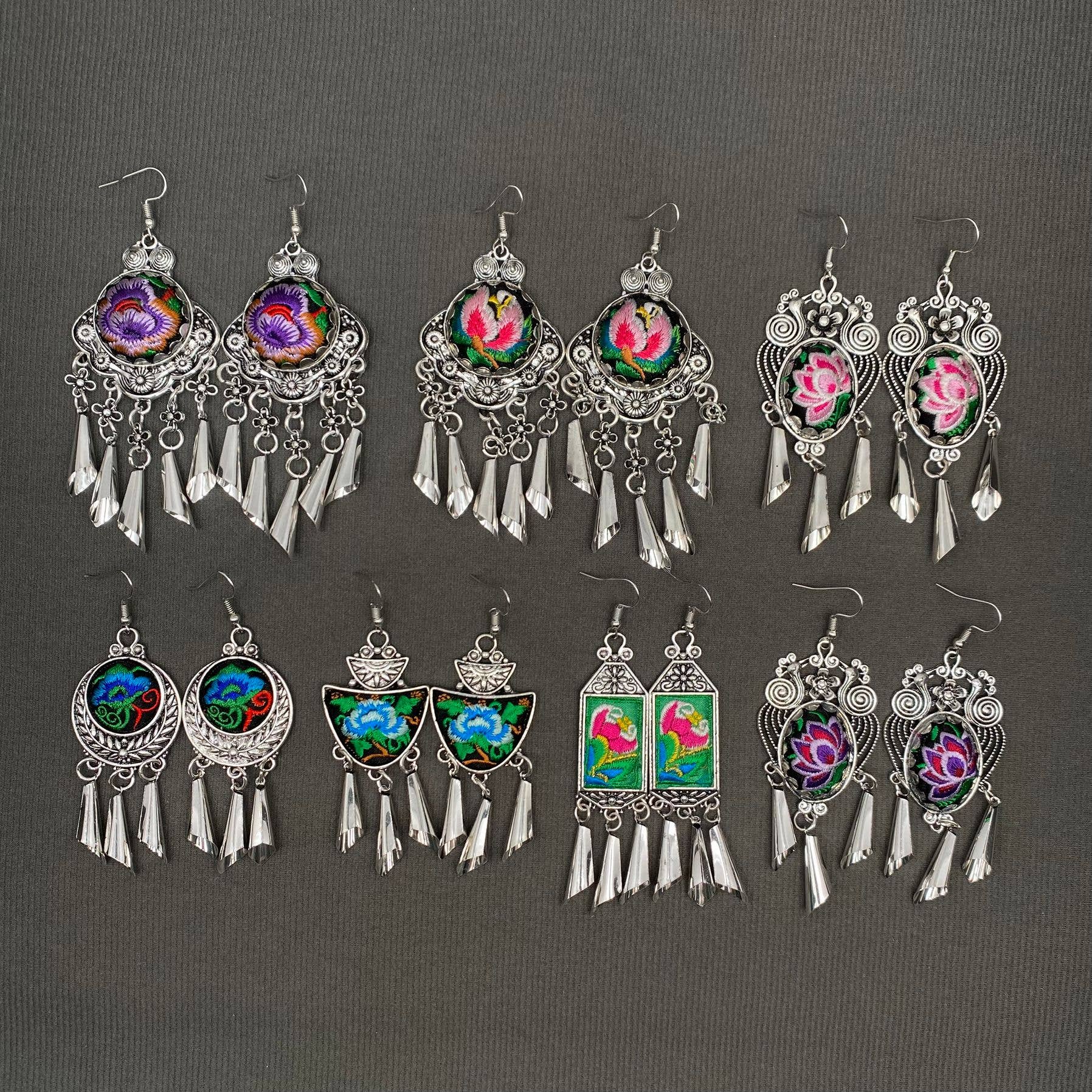 Mio Queena – wholesale Dangle earrings – Multi-style Vintage Woven Flower Pattern Ethnic Style Earrings41