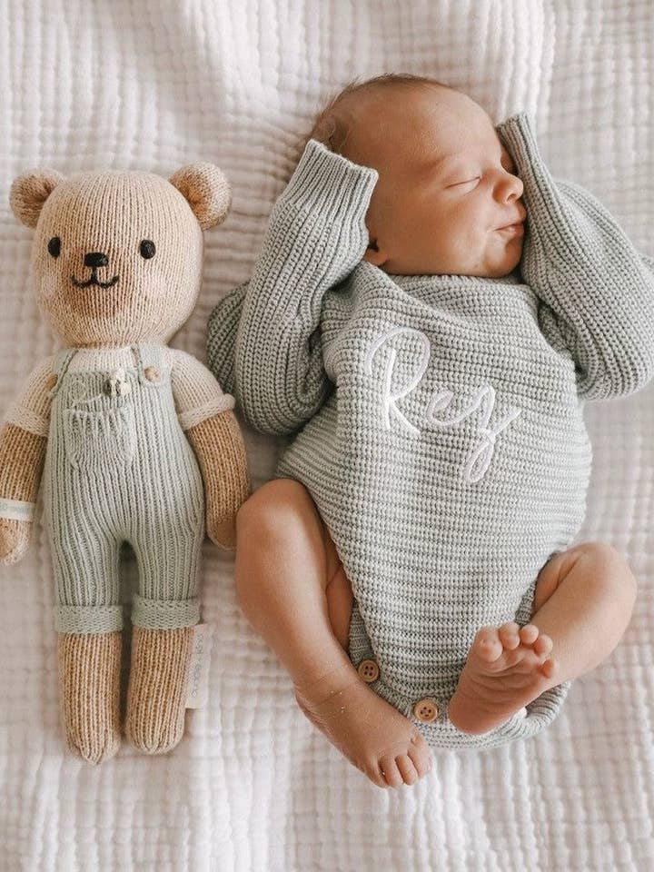 Combinaison côtelée classique en coton doux - Sea pour la vente par Petite + Co